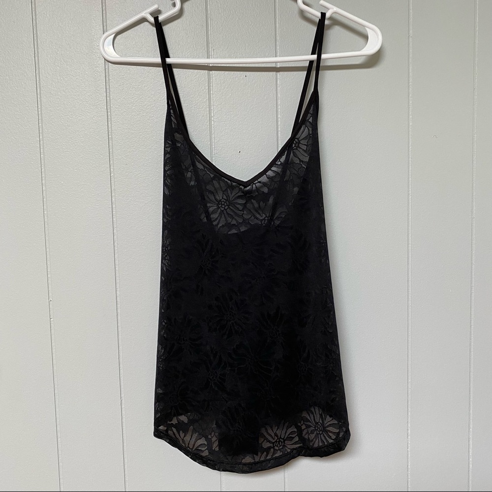 NWT Fabletics Wynona Black Lace Tank Small 4-6